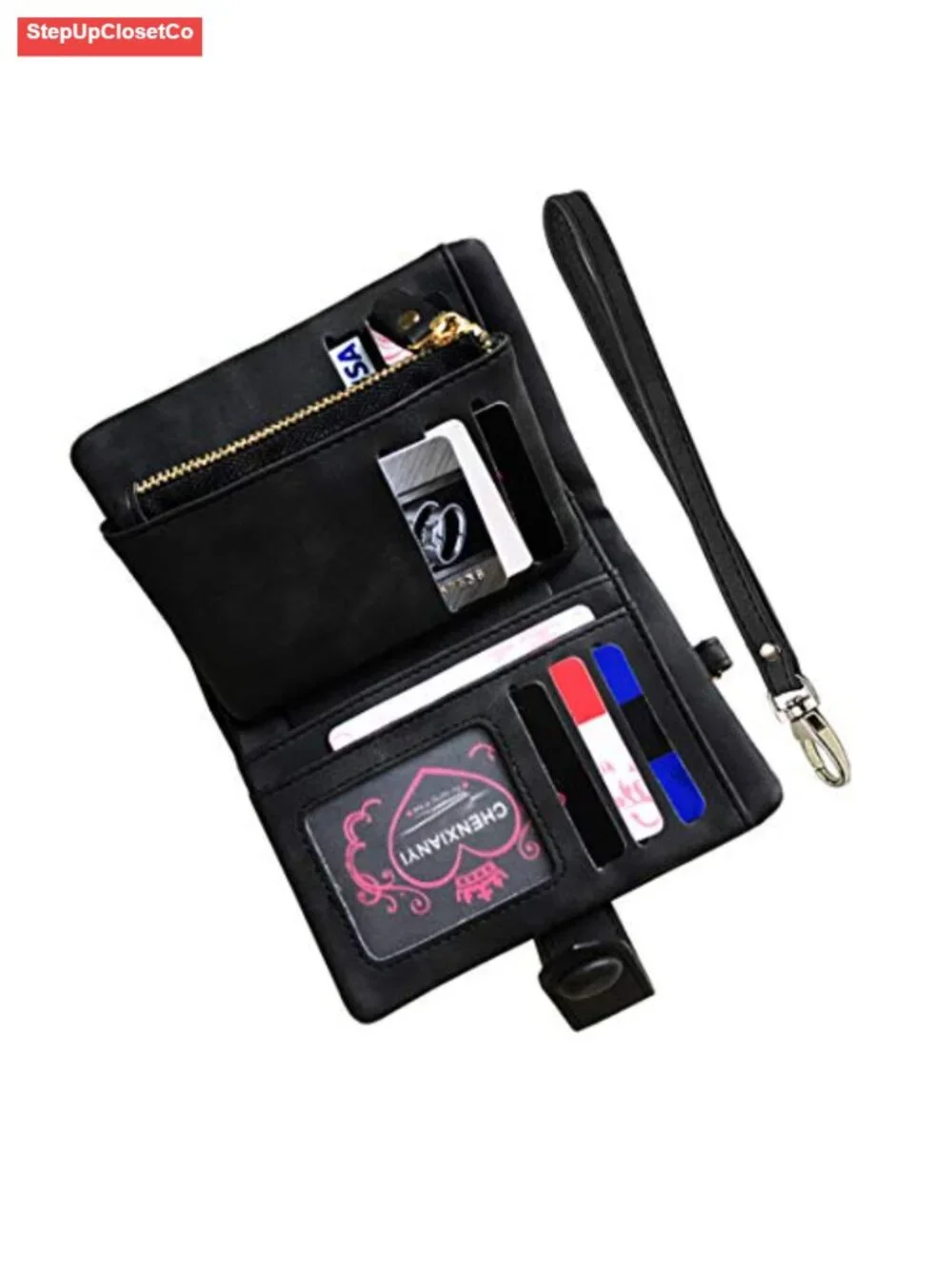 Small Bifold Leather Wallet RFID Blocking Wristlet Card Holder ID Window Coin